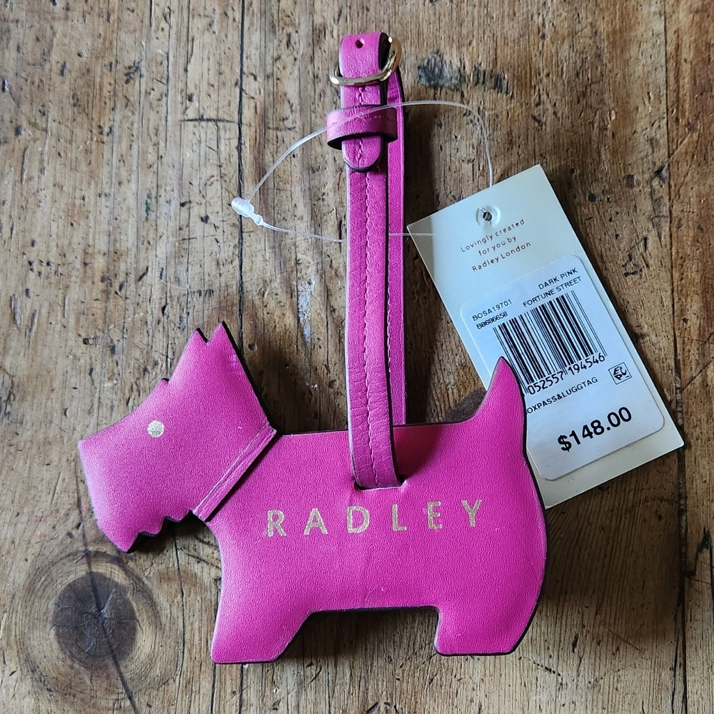 Radley london purse charm luggage tag dark pink